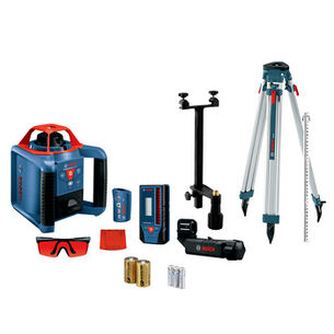 ROTARY LASERS | Factory Reconditioned Bosch Self-Leveling Rotary Laser Kit with (2) D and (3) Alkaline Batteries