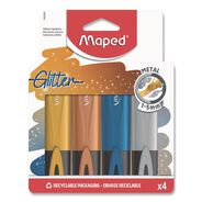 PENS PENCILS AND MARKERS | Maped Helix Fluo Peps Metallic Glitter Chisel Tip Highlighter - Assorted Ink/Assorted Barrel (4/Pack)