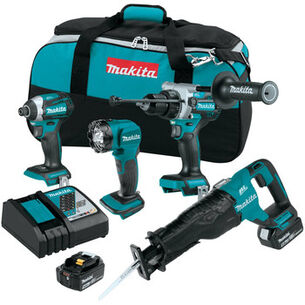 POWER TOOLS | Makita 18V LXT Brushless Lithium-Ion Cordless 4-Pc. Combo Kit with 2 Batteries (5 Ah)