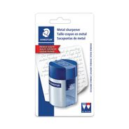 PRODUCTS | Staedtler 1.57 in. x 1.65 in. x 2.2 in. Handheld Manual Double-Hole Plastic Sharpener - Blue/Silver (6/Box)