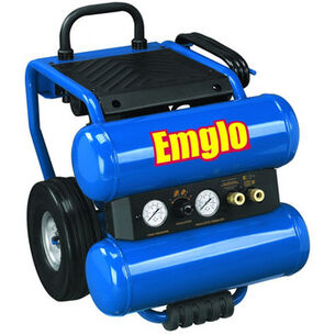  | Emglo 1.1 HP 4 Gallon Oil-Lube Dolly-Style Twin Stack Air Compressor