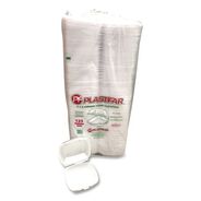 PRODUCTS | Plastifar 12175 6 in. x 6 in. x 3 in. Foam Hinged Lid Containers - White (500/Carton)