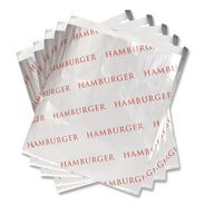 FOOD TRAYS CONTAINERS LIDS | Bagcraft 6 in. x 6.5 in. Foil Single-Serve Bags - Silver, Hamburger Design (1000/Carton)