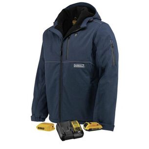 HEATED JACKETS | Dewalt Men's Heated Soft Shell Jacket with Sherpa Lining Kitted - Medium, Navy