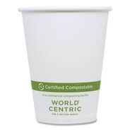 CUPS AND LIDS | World Centric 8 oz. Paper Hot Cups - White (1000/Carton)