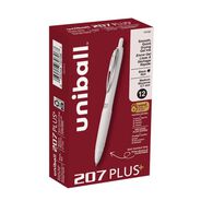 PENS | uni-ball Medium 0.7 mm 207 Plusplus Retractable Gel Pen - Black Ink, White Barrel (1-Dozen)