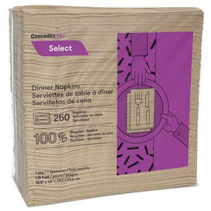 PRODUCTS | Cascades PRO 16 in. x 15.5 in. 1-Ply Select Dinner Napkins - Natural (12/Carton)