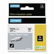 LABELS AND LABEL MAKERS | DYMO 0.5 in. x 5 ft. Rhino Heat Shrink Tubes Industrial Label Tape - White/Black Print (1-Roll)