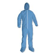 BIB OVERALLS | KleenGuard A65 Zipper Front Hood and Boot Flame-Resistant Coveralls with Elastic Wrist and Ankles - Quadruple Extra Large/Blue (21/Carton)