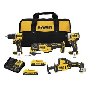 COMBO KITS | Dewalt 20V MAX ATOMIC Brushless Lithium-Ion Cordless 4-Tool Combo Kit with 2 Batteries (2 Ah)