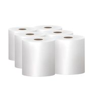 CLEANING AND SANITATION | Scott 01005 8 in. x 1000 ft. 1.5 in. Core 1-Ply Essential High Capacity Hard Roll Towels - White (6 Rolls/Carton)