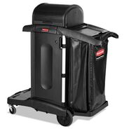 CLEANING CARTS | Rubbermaid Commercial Executive High Security 23.1 in. x 39.6 in. x 27.5 in. Janitorial Cleaning Cart - Black