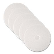 CLEANING CLOTHS | 3M 4100 13 in. Diameter Low-Speed Super Polishing Floor Pads - White (5/Carton)