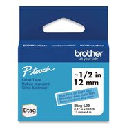 LABELS | Brother P-Touch 0.47 in. x 13.1 ft. Genuine P-Touch BTAG Label Tapes - Blue on Light Blue