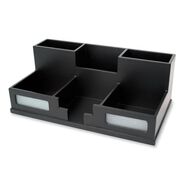 PRODUCTS | Victor 10.5 in. x 5.5 in. x 4 in. 6 Compartments Wood Desk Organizer with Smartphone Holder - Midnight Black