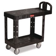 CLEANING AND SANITATION | Rubbermaid Commercial 19.19 in. x 37.88 in. x 33.33 in. 500 lb. Capacity Plastic Flat Shelf Utility Cart - Black