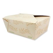 FOOD SERVICE | World Centric TO-NT-4 6.25 in. x 8.7 in. x 3.5 in. 95 oz. Sugarcane No Tree Folded Takeout Containers - Natural (160/Carton)