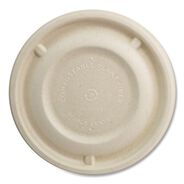 FOOD TRAYS CONTAINERS LIDS | World Centric BBL-SC-12N-LF 4.7 in. Diameter Paper Fiber Lids for Bowls - Natural (500/Carton)