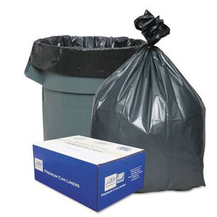 TRASH BAGS | Platinum Plus 1507277 45 Gallon 1.55 mil 39 in. x 46 in. Can Liners - Gray (50/Carton)