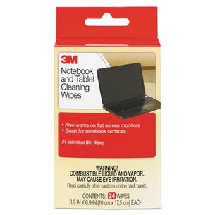 HAND WIPES | 3M 7 in. x 4 in. 1-Ply Notebook Screen Cloth Cleaning Wet Wipes - Unscented, White (24/Pack)