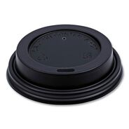CUPS AND LIDS | Boardwalk BWKHOTBL8 Plastic Hot Cup Lids for 8 oz. Hot Cups - Black (1000/Carton)