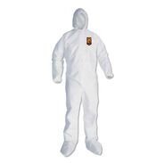 BIB OVERALLS | Ansell A30 Elastic Back and Cuff Hooded/Boots Coveralls - 2XL, White (25/Carton)