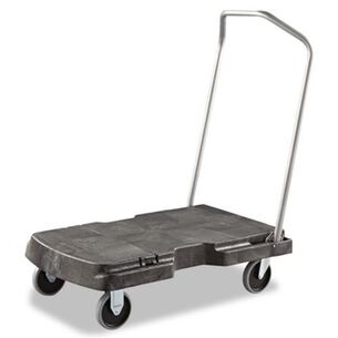 CLEANING CARTS | Rubbermaid Commercial 20.5 in. x 32.5 in. x 35 in. 500 lbs. Capacity Triple Trolley Platform Truck with Angled-Loop Handle - Black