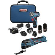 OSCILLATING TOOLS | Factory Reconditioned Bosch 12V MAX Brushless Lithium-Ion Cordless Starlock Oscillating Multi-Tool and Chameleon Drill Driver with 5-in-1 Flexiclick System Combo Kit