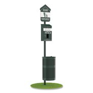 PRODUCTS | Furloo FLO1HSG Pet Waste Station with Header Bag Locking Dispenser, 11.5 Gallon Round Lidded Trash Can, Pole, and Glow-in-the-Dark Sign