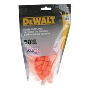 EAR PROTECTION | Dewalt Orange Bell NRR33 Foam Earplugs - Uncorded - 50 Pair Resealable Bag (4/Carton)