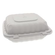 PRODUCTS | Pactiv Corp. 8 in. x 8 in. x 3.5 in. 32 oz MFPP Hinged Lid Container - White (200/Carton)