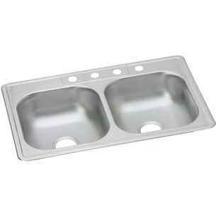 KITCHEN SINKS AND FAUCETS | Elkay Dayton 33 in. x 22 in. x 6-9/16 in. Equal Double Bowl Drop-in Stainless Steek Sink