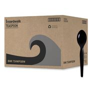 TABLETOP AND SERVEWARE | Boardwalk BWKTSHWPSBIW Heavyweight Wrapped Polystyrene Teaspoon Cutlery - Black (1000/Carton)