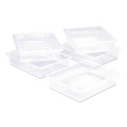 DESK ACCESSORIES AND OFFICE ORGANIZERS | Storex Storage Tray, Flat, 1.69 gal, 10.65-in x 13.17-in x 2.96-in, Translucent, 5/Pack