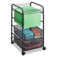 OFFICE FURNITURE AND LIGHTING | Safco Metal 2 Drawers 1 Bin 15.75 in. x 17 in. x 27 in. Onyx Mesh Open Mobile File - Black