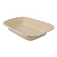 FOOD TRAYS CONTAINERS LIDS | World Centric 6.02 in. x 8.02 in. x 1.5 in. 17 oz. Sugarcane Fiber Containers - Natural (400/Carton)