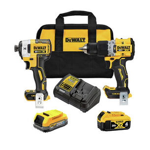 COMBO KITS | Dewalt 20V MAX XR Brushless Lithium-Ion 1/2 in. Cordless Hammer Drill Driver and Impact Driver Combo Kit with (1) 1.7 Ah and (1) 4 Ah Battery