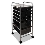 PRODUCTS | Advantus 1 Shelf 6 Drawers 13 in. x 15.38 in. x 32.13 in. Metal Portable Drawer Organizer - Matte Gray/Smoke
