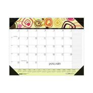 CALENDARS AND PLANNERS | House of Doolittle 22 in. x 17 in. 12-Month Jan-Dec 2026 Recycled Desk Pad Calendar - Geometric Artwork/White Sheets/Black Binding/Corners