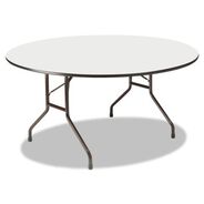 PRODUCTS | Iceberg OfficeWorks 60 in. x 29 in. Round Wood Folding Table - Gray Top/Charcoal Base