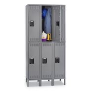 OFFICE FILING CABINETS AND SHELVES | Tennsco 36 in. x 18 in. x 78 in. Triple Stack Double Tier Locker with Legs - Medium Gray