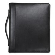 FILE FOLDERS | Samsill 11 in. x 13 1/2 in. 2-Part 1 in. Cap Leather Multi-Ring Zippered Portfolio - Black