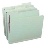 FILE FOLDERS | Smead 1 in. Expansion Recycled Pressboard Folders with 2 SafeSHIELD Fasteners - Letter Size/Gray-Green (25/Box)