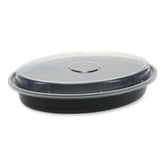 PRODUCTS | Pactiv Corp. OC24B Newspring VERSAtainer 9.1 x 6.7 x 1.45 24 oz Plastic Oval Microwavable Containers - Black/Clear (150/Carton)