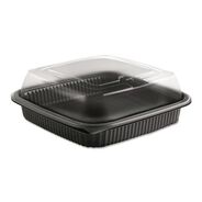 PRODUCTS | Anchor 4118515 8.46 in. x 8.46 in. x 2.91 in. 32 oz. Culinary Squares 2-Piece Microwavable Container - Clear/Black (150/Carton)