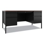 OFFICE DESKS AND WORKSTATIONS | Hirsh Industries 60 in. x 30 in. x 29.5 in. Left and Right-Hand Pedestals: Box/File Drawer Format Teachers Pedestal Desks - Walnut/Black