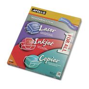 COPY AND PRINTER PAPER | Apollo 8.5 in. x 11 in. Color Laser/Inkjet Transparency Film (50/Box)