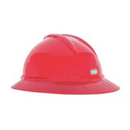 PROTECTIVE HEAD GEAR | MSA V-Gard 500 4 Point Fas-Trac III Vented Hat - Red
