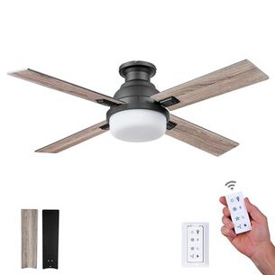 FANS | Prominence Home 52 in. Kyrra Contemporary Indoor Semi Flush Mount LED Ceiling Fan with Light - Matte Black