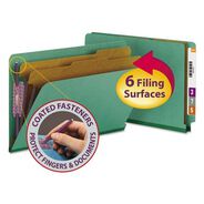 FILE FOLDERS | Smead 2 in. Expansion End Tab Pressboard Classification Folders - Green/Legal Size (10/Box)